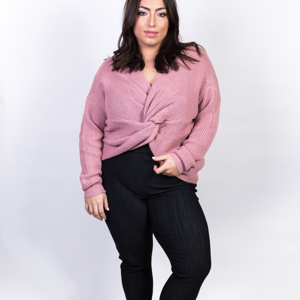 Plus Size Black Wash Denim Knit Legging